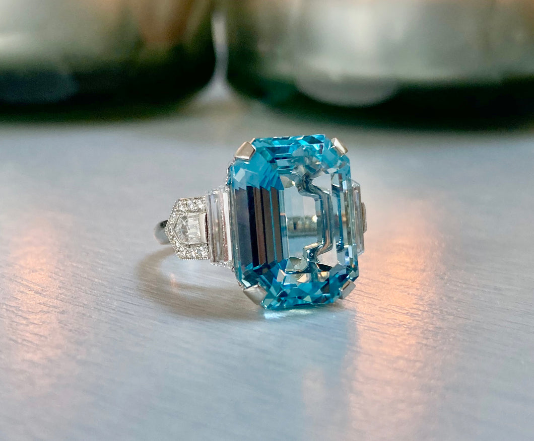 Raymond C. Yard, Aquamarine and Diamond Ring
