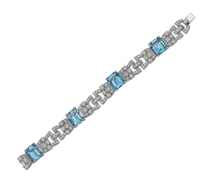 Raymond C. Yard, Aquamarine and Diamond, Platinum Bracelet