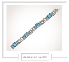 Load image into Gallery viewer, Raymond C. Yard, Aquamarine and Diamond, Platinum Bracelet