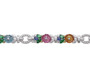 Raymond C. Yard, Multi-Color Gemstones and Diamond, Platinum Bracelet