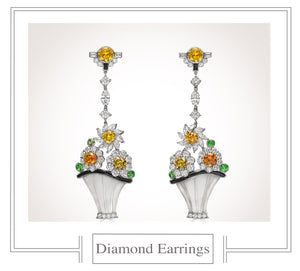 Raymond Yard, Colored and White Diamond Earrings
