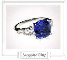 Load image into Gallery viewer, Raymond C. Yard, Sapphire and Diamond Paltinum Ring