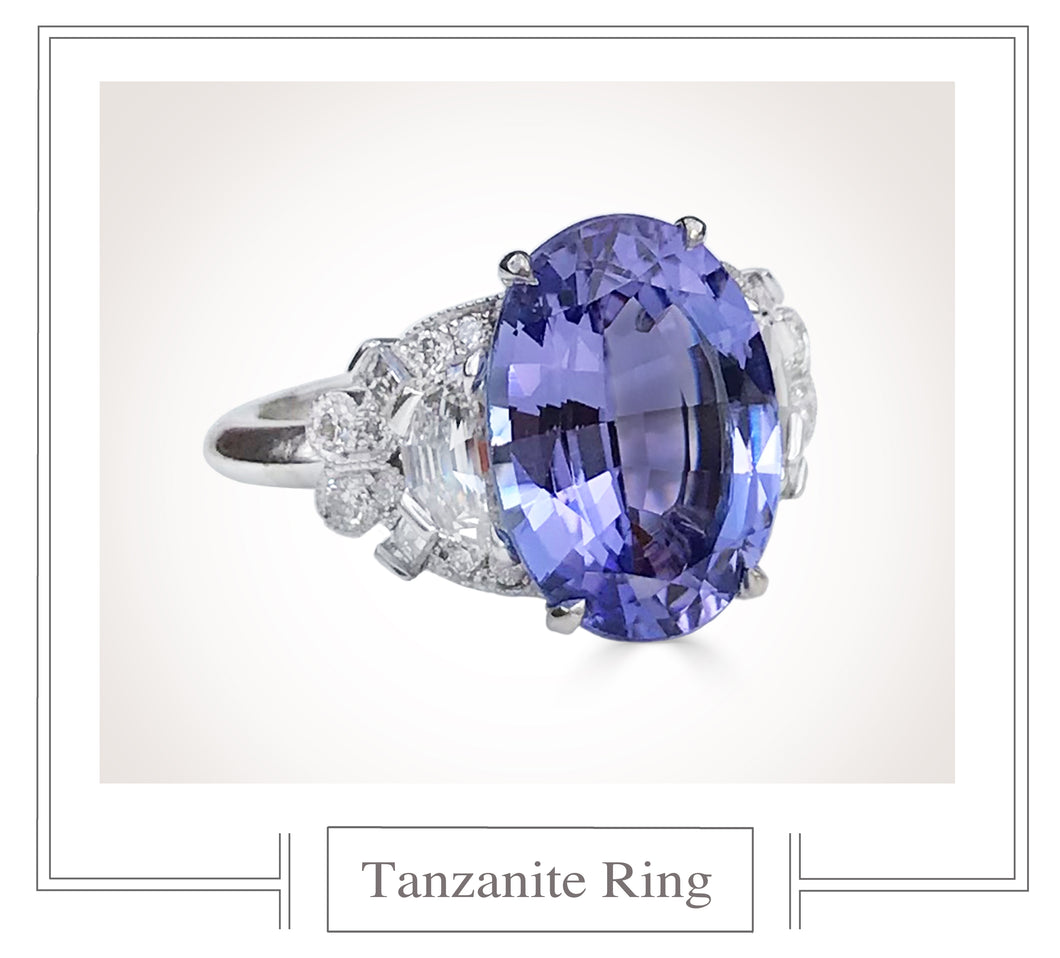 Raymond C. Yard, Tanzanite, Diamond, Platinum Ring