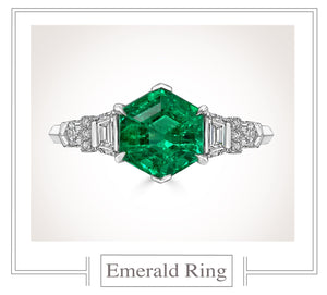 Raymond C. Yard, Emerald, Diamond, Platinum Ring