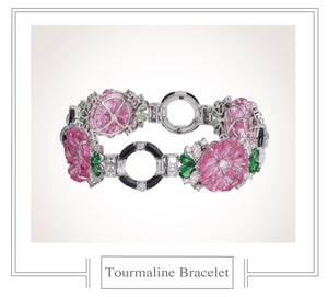 Raymond C. Yard, Pink Tourmaline, Tsavorite, Diamond, Platinum Bracelet